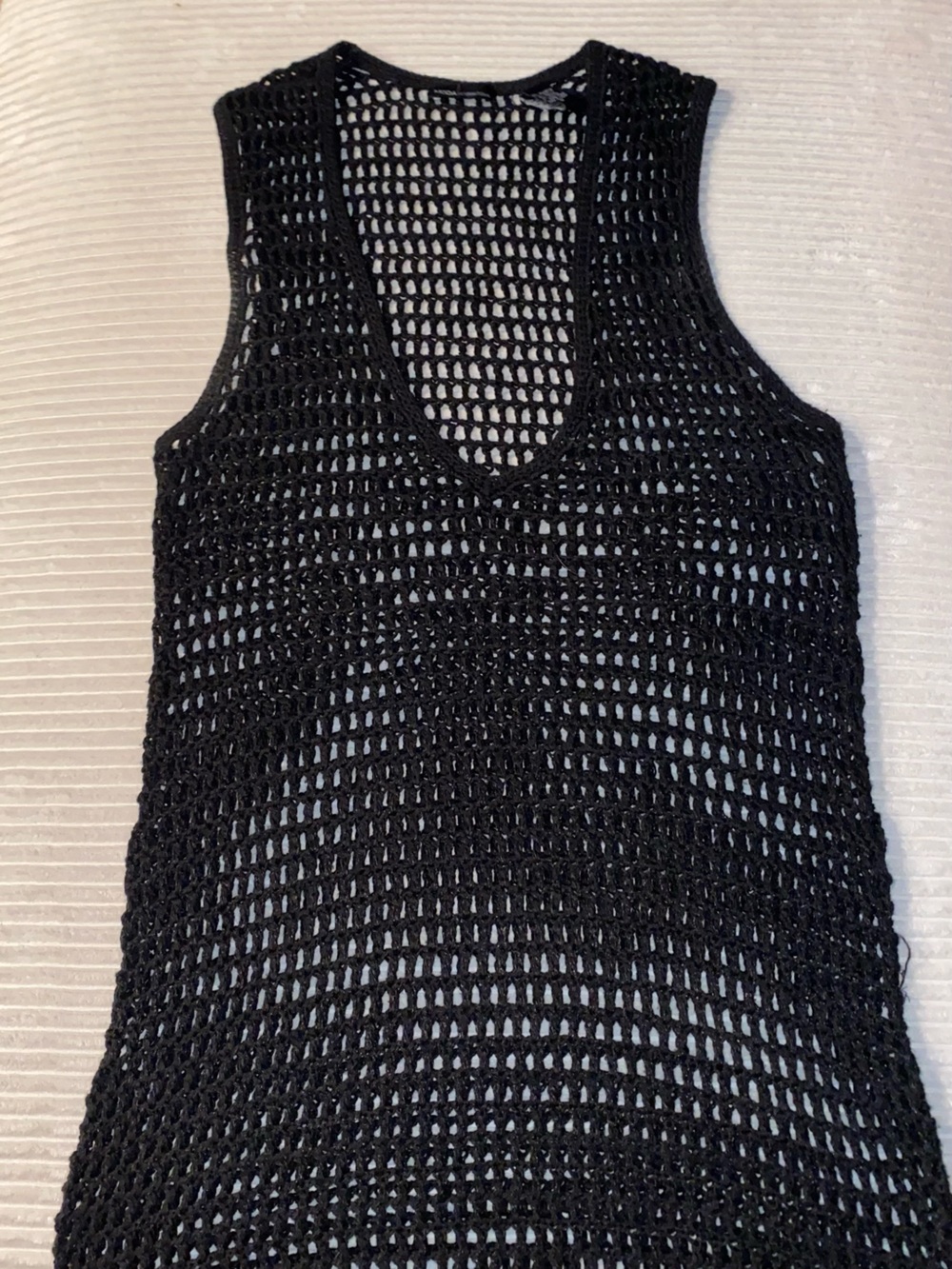 Black Crochet Knit Tank Top